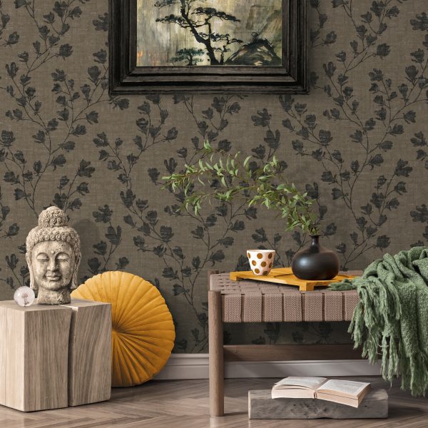 Floral Trail Motif Bronze Brown  