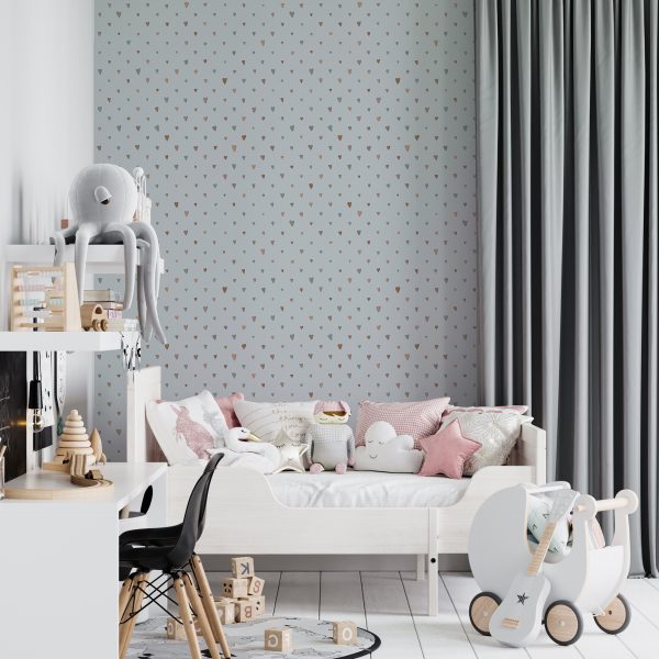 Coloured Hearts Silver Grey  