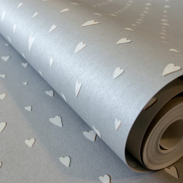 Coloured Hearts Silver Grey  