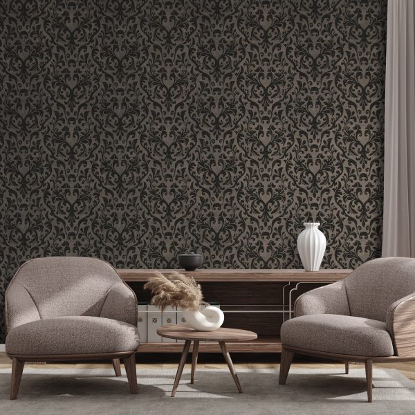 Mayfair / Loft Damask Flock Bronze Brown  