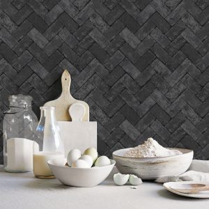 Herringbone Brick Black  